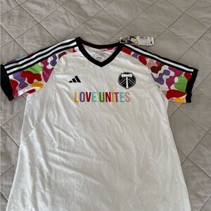 Adidas White Love Unites Jersey with Vibrant Sleeves